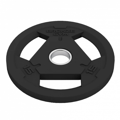 Диск олимпийский BRONZE GYM обрезиненный 15 кг с тремя хватами