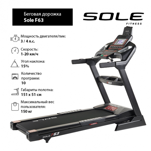 Беговая дорожка Sole Fitness F63 (2019) Беговая дорожка Sole Fitness F63 (2019)