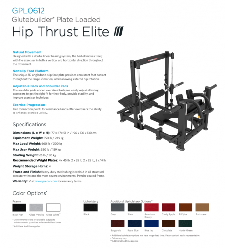 Ягодичный мостик PRECOR Glutebuilder HIP THRUST ELITE GPL612 Ягодичный мостик PRECOR Glutebuilder HIP THRUST ELITE GPL612