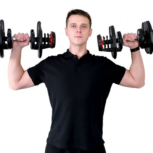 Пара гантелей с регулировкой веса Liveup LS2315 (5-40 кг) на подставке