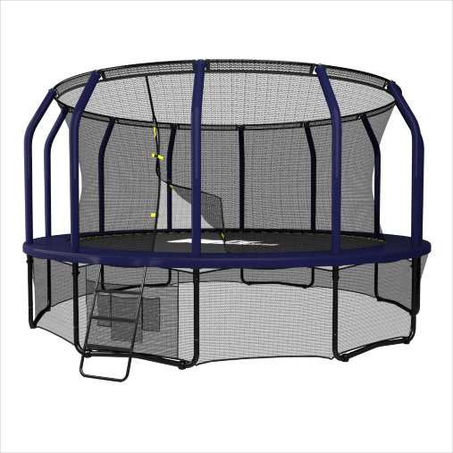 Батут каркасный UNIX line 14 ft (4.27 м) SUPREME GAME (синий) с внутренней защитной сетью и лесницей Батут каркасный UNIX line 14 ft (4.27 м) SUPREME GAME (синий) с внутренней защитной сетью и лесницей